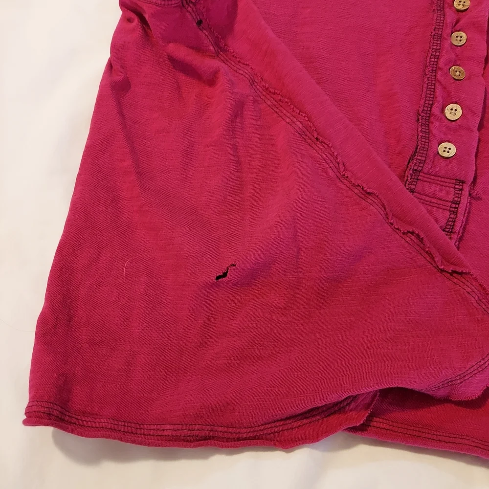 Free People Henley Magenta Flowy Cotton Sleeveless Summer Top
